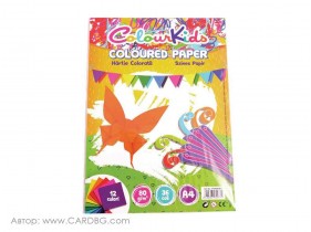 Цветна хартия Colour Kids, 80 гр, 36 листа, 12 цвята, А4