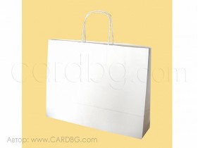 Бял хартиен плик с дръжки р-р 37,5х29х8 см, 10 броя